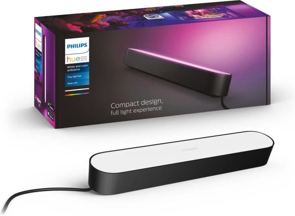 Philips Hue White and Color Ambiance Play Lightbar, himmennettävissä, jopa 16 miljoonaa väriä, ohjattavissa sovelluksen kautta, yhteensopiva Amazon Al