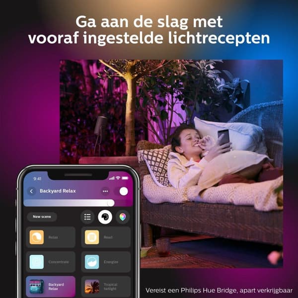 Philips Hue White and Colour Ambiance LED havespotlight Lily 1 forlængelse, dæmpbar, op til 16 millioner farver, kontrollerbar via app, kompatibel med