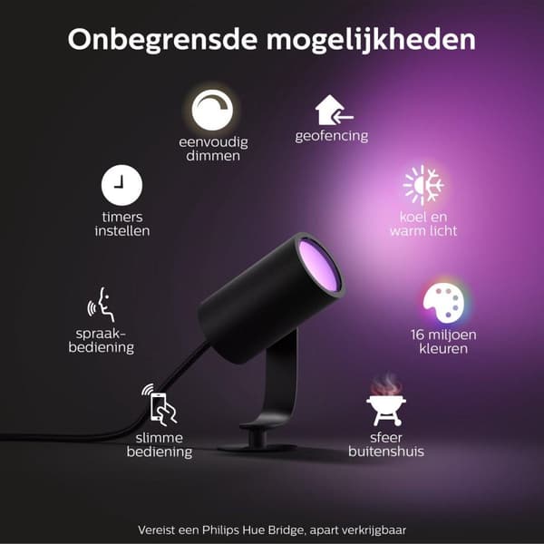 Philips Hue White and Colour Ambiance LED havespotlight Lily 1 forlængelse, dæmpbar, op til 16 millioner farver, kontrollerbar via app, kompatibel med