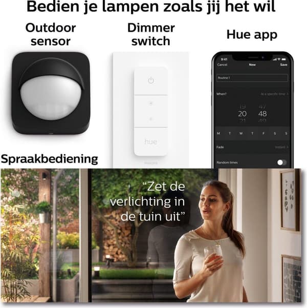 Philips Hue White and Colour Ambiance LED havespotlight Lily 1 forlængelse, dæmpbar, op til 16 millioner farver, kontrollerbar via app, kompatibel med