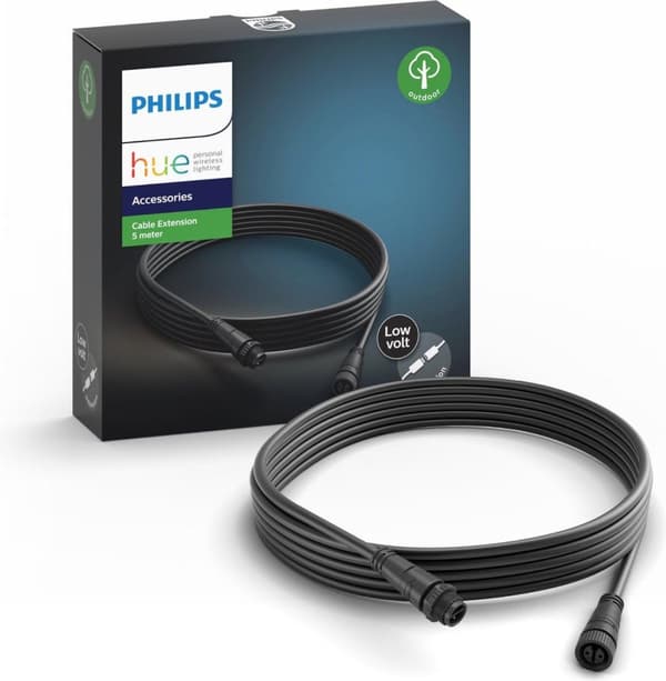 Philips Hue - Forlængerkabel til strømforsyning - 5 m - udendørs - sort (915005641701)