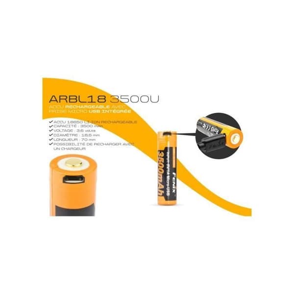 Uppladdningsbart 18650 batteri Micro - USB - Fenix