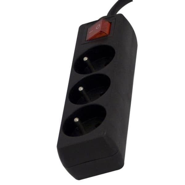 CHACON Power strip med switch 3 stik 16A 1,5m sort