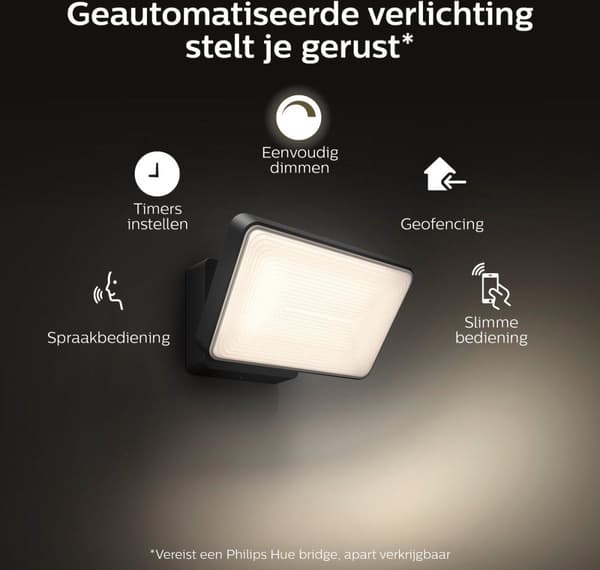 Philips Hue Outdoor Welcome Floodlight Schijnwerper - zachtwit light - Sort - 15W - IP44