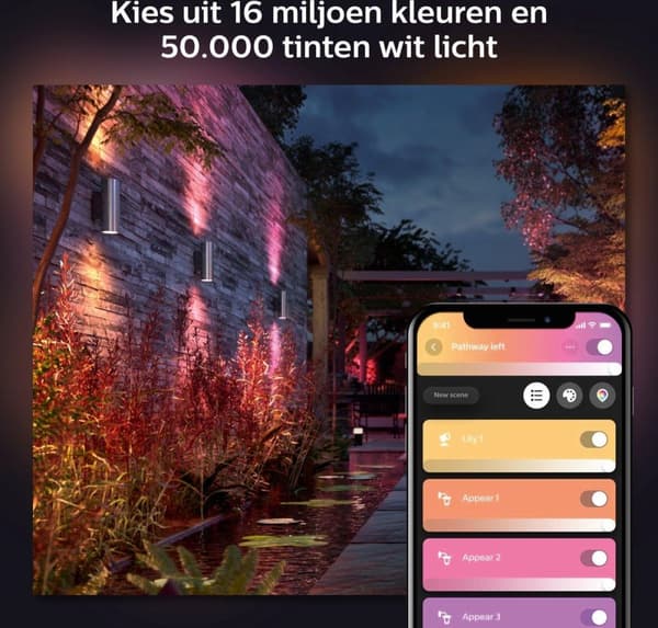 Philips Hue Appear vägglampa - vit och gefärgad ljus - roestfri stål