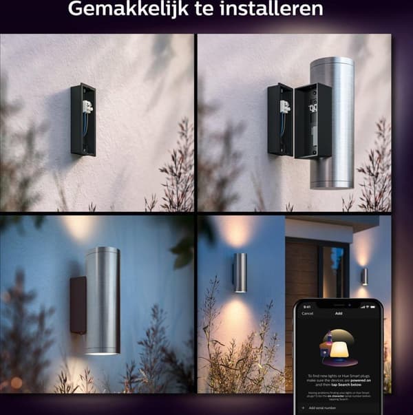 Philips Hue Appear vägglampa - vit och gefärgad ljus - roestfri stål