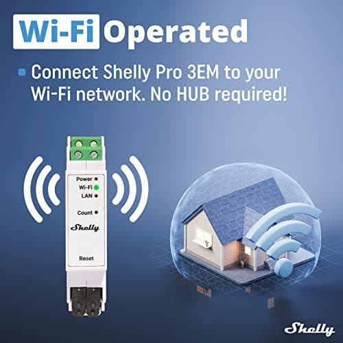 Shelly PRO 3EM - WLAN elmätare - 3x 120A - inkl. 3 terminaler -BT - mätfunktion (SHELLY_PRO_3EM)