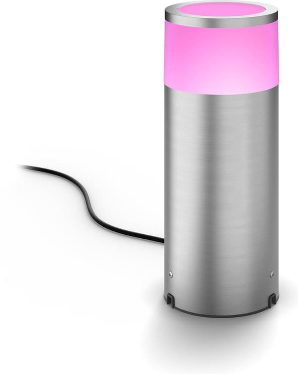 Philips Hue White and Colour stemning Calla Outdoor Piedestal light - Udendørs piedestal/postbelysning - Krom - Rustfrit stål - IP44 - Have - Patio -