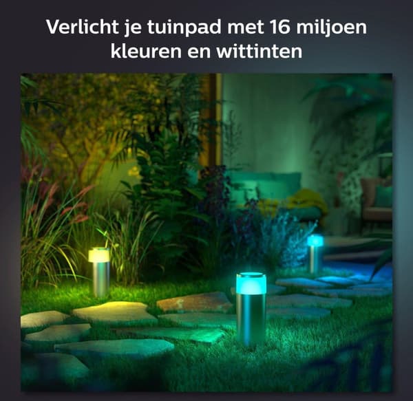 Philips Hue White and Colour stemning Calla Outdoor Piedestal light - Udendørs piedestal/postbelysning - Krom - Rustfrit stål - IP44 - Have - Patio -