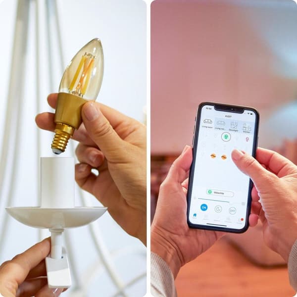 WiZ LED-glödlampa ljus Amber C35 E14 - Smart glödlampa - Guld - Wi-Fi - E14 - Multi - 2000 K [Energiklass G] (929002419001)