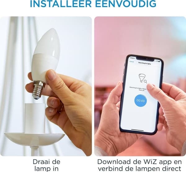 WiZ Candle LED-pære C37 E14 x2 - Smart pære - Hvid - Wi-Fi - LED - E14 - Multi [Energiklasse F] (871951455127500)