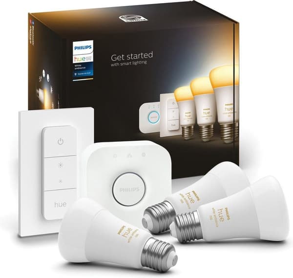 Philips Hue White Ambiance E27 Startersæt med 3 inkl. Lysdæmper 3x800lm 75W [Energiklasse F] (8719514291249)