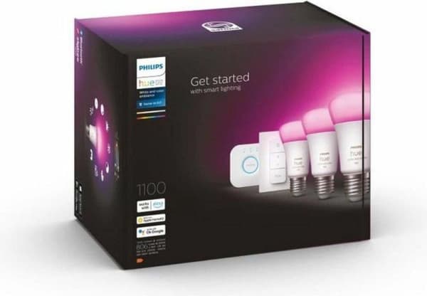 Philips Hue White & Color Ambiance E27 3er Starter Set inkl. DimmerSwitch 3x800lm 75W [Energiklass F] (8719514291362)