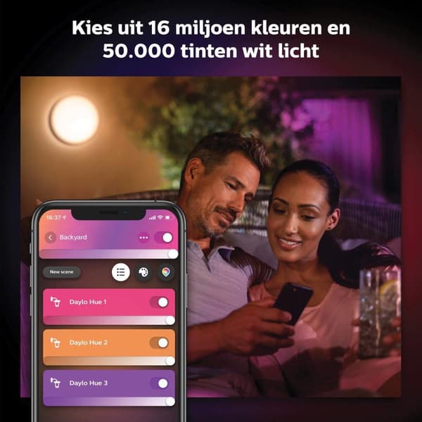 Philips Hue White and Colour Ambiance Daylo LED utomhusvägglampa, dimbar, upp till 16 miljoner färger, styrbar via app, kompatibel med Amazon Alexa (E