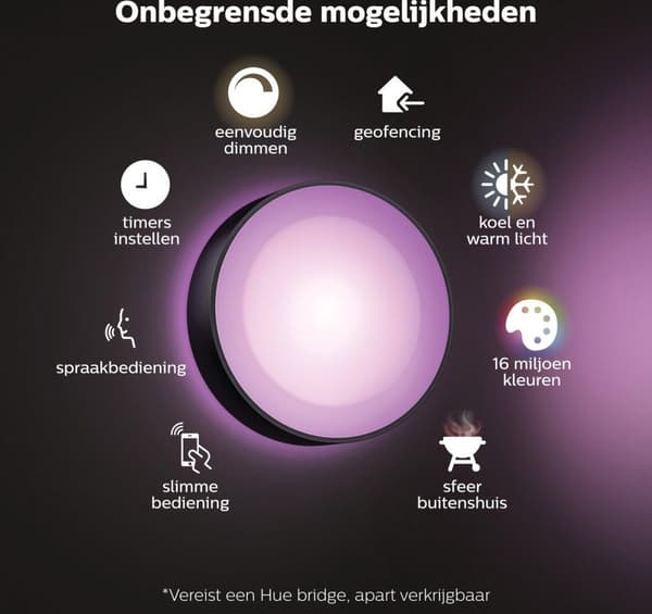 Philips Hue White and Colour Ambiance Daylo LED utomhusvägglampa, dimbar, upp till 16 miljoner färger, styrbar via app, kompatibel med Amazon Alexa (E