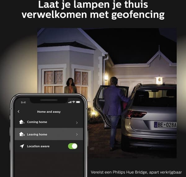 Philips Hue White and Colour Ambiance Daylo LED utomhusvägglampa, dimbar, upp till 16 miljoner färger, styrbar via app, kompatibel med Amazon Alexa (E