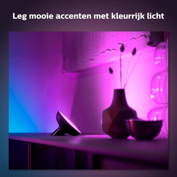 Philips Hue White & Col. Amb. LED bordlampe Bloom, sort, dæmpbar, 16 millioner farver, kontrollerbar via app, kompatibel med Amazon Alexa (Echo, Echo