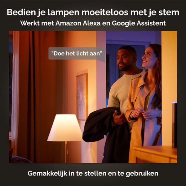 Philips Hue White & Col. Amb. LED bordlampe Bloom, sort, dæmpbar, 16 millioner farver, kontrollerbar via app, kompatibel med Amazon Alexa (Echo, Echo
