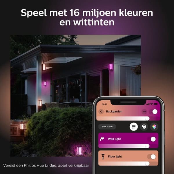 Philips Hue Ambiance White & Color Impress vägglampa LED svart, 1-ljuskälla, färgväxlare (1742930P7)