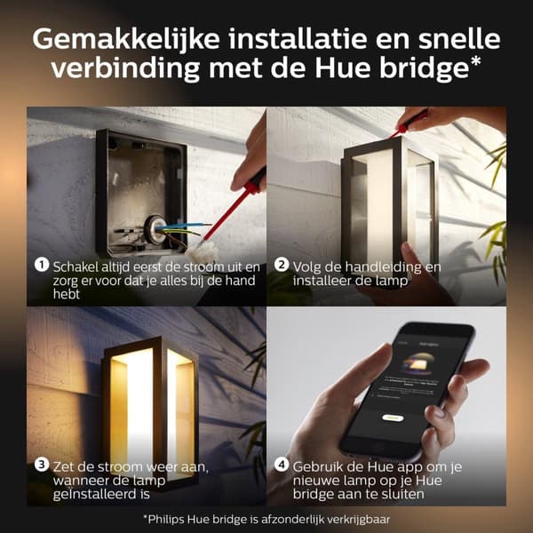 Philips Hue Ambiance White & Color Impress vägglampa LED svart, 1-ljuskälla, färgväxlare (1742930P7)