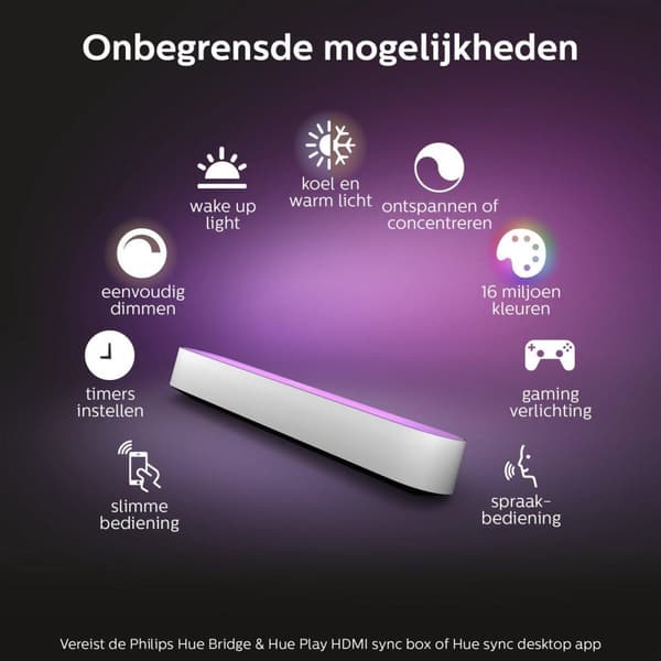 Philips Hue White and Color Ambiance Play Lightbar Twin Pack, dæmpbar, op til 16 millioner farver, kontrollerbar via app, kompatibel med Amazon Alexa,