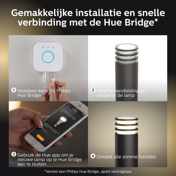 Philips Hue LED-polkuvalo Lucca ulkokäyttöön, himmennettävä, lämpimän valkoinen valo, ohjattavissa sovelluksella, yhteensopiva Amazon Alexan (Echo, Ec