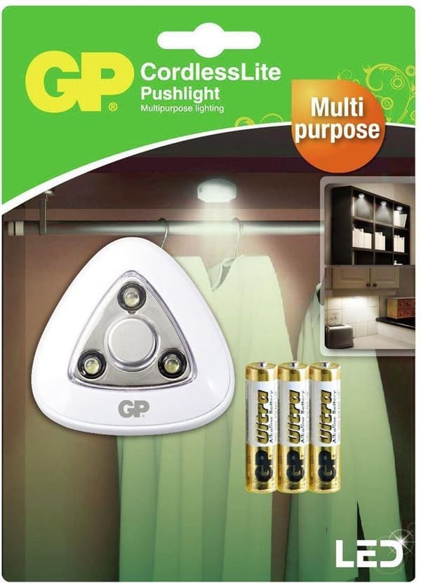 GP LED lampe pushlight inklusiv 3 AAA batterier