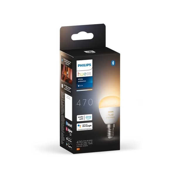 Signify Philips Hue White Ambiance E14 Luster Drops, enkelt pakke 470lm [Energiklasse F] (929003573701)