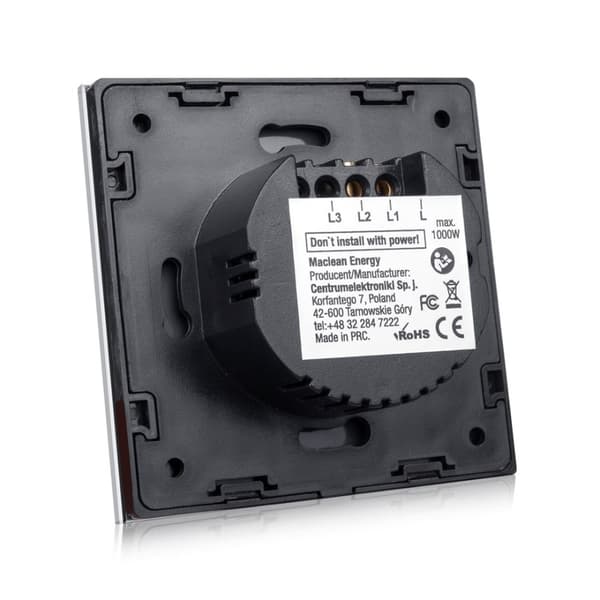 Maclean Energy MCE701W Touch lyskontakt, enkelt, glas, hvid med firkantet knap