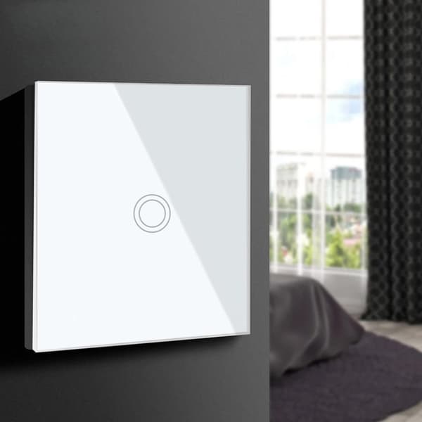 Maclean Energy MCE702W Touch lyskontakt, enkelt, glas, hvid med rund knap,