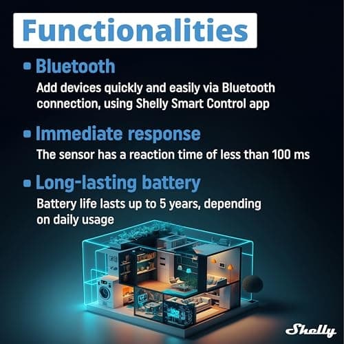 Shelly · Plug & Play · ""Blu Motion"" · Bevægelsessensor · Bluetooth · - Bluetooth - og spil (Shelly_B_Motion)