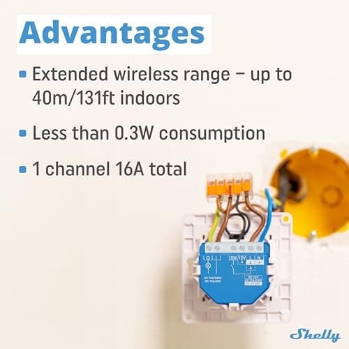 Shelly Wave 1 relæ max 16A 1 kanals planmonteret Z-Wave (Shelly_W_1)