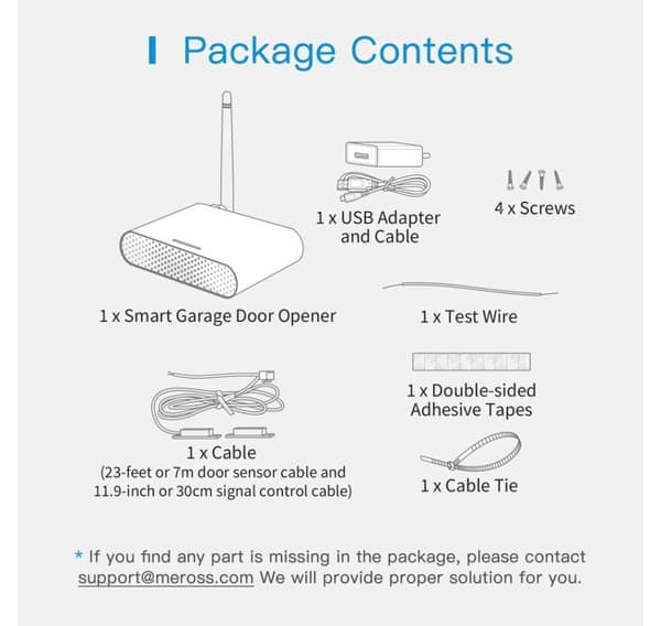 Smart Wi-Fi garasjeportåpner MSG200, MEROSS