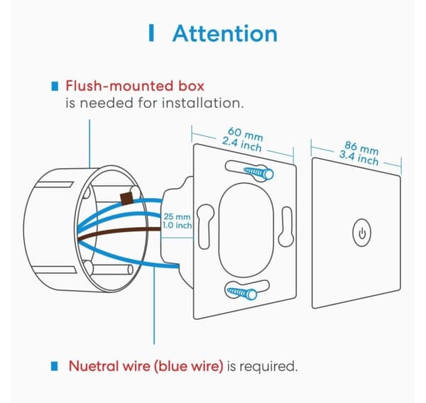 Smart home wi-fi vægafbryder/2-vejs mss550xhk, Meross