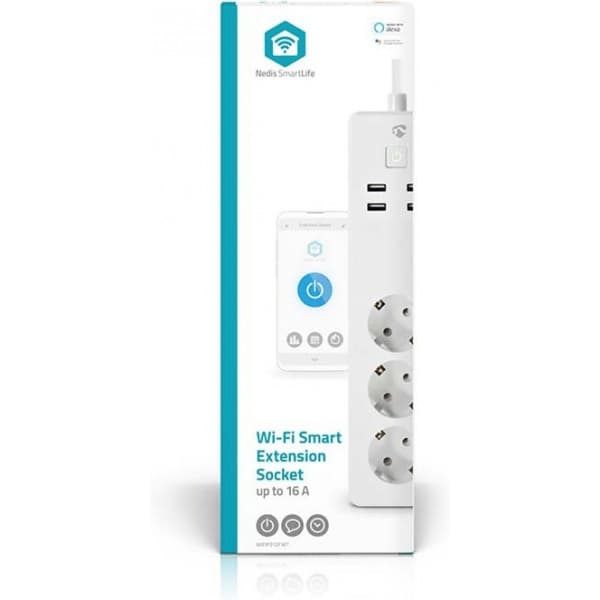 Nedis SmartLife WIFIP312FWT -älyjatkojohto, 16 A, 3680 W