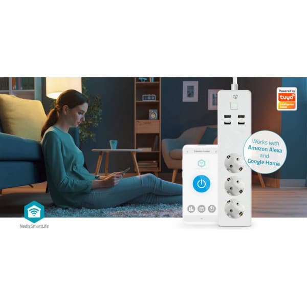Nedis SmartLife WIFIP312FWT -älyjatkojohto, 16 A, 3680 W