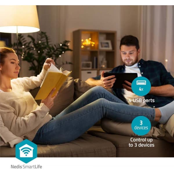 Nedis SmartLife WIFIP312FWT -älyjatkojohto, 16 A, 3680 W