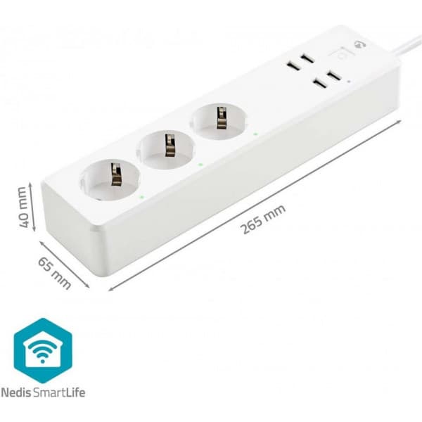 Nedis SmartLife WIFIP312FWT -älyjatkojohto, 16 A, 3680 W