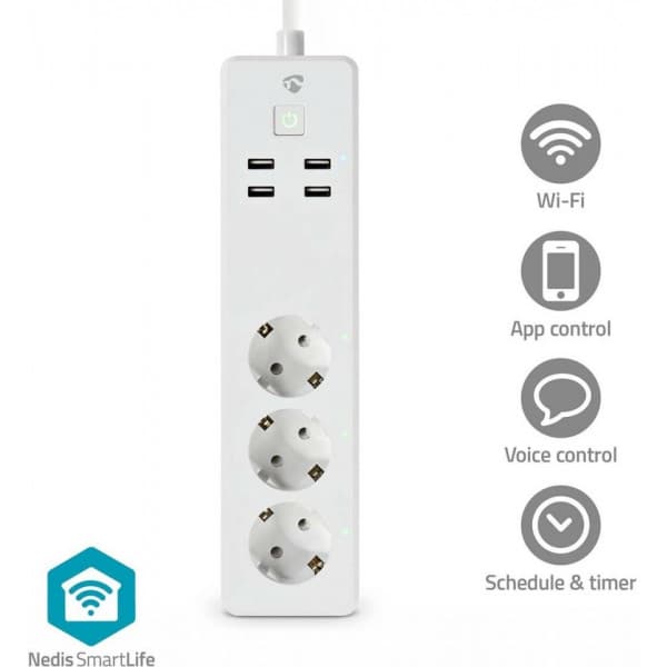 Nedis SmartLife WIFIP312FWT -älyjatkojohto, 16 A, 3680 W