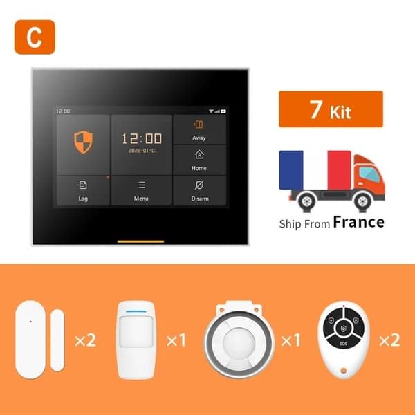 Smart Home Sikkerhedsalarm System, Trådløs Forbindelse, Tuya og Smartlife APP Support, 4G H501 Sæt D 2-2, EU-stik