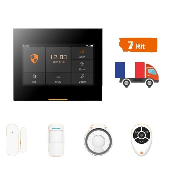 Smart Home Sikkerhedsalarm System, Trådløs Forbindelse, Tuya og Smartlife APP Support, 4G H501 Sæt D 2-2, EU-stik