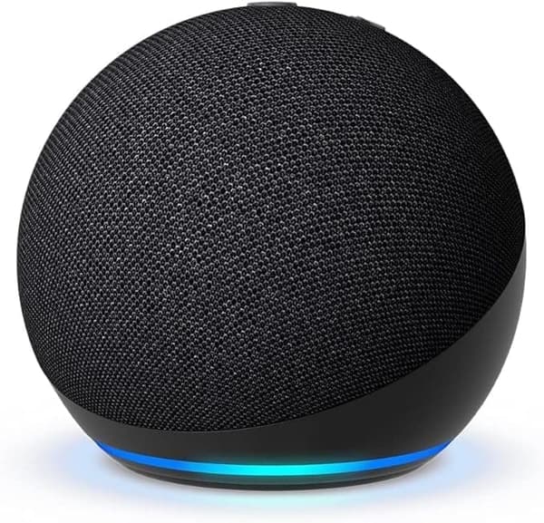 Echo Dot (5:e generationen) | Stort livfullt ljud Wi-Fi och Bluetooth smart högtalare med Alexa, Träkol