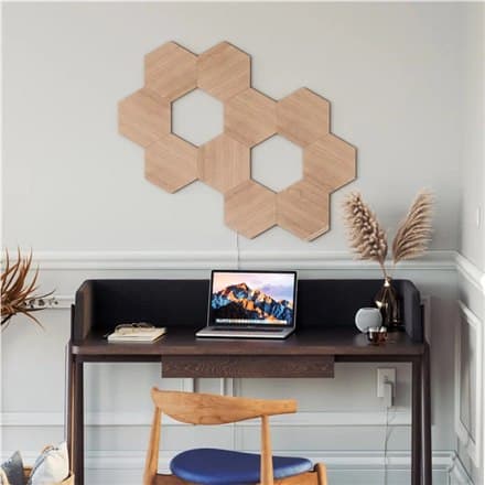 Nanoleaf | Elements Wood Look Hexagons Starter Kit (7 paneler) | I | Cool White + Warm White