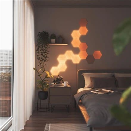 Nanoleaf | Elements Wood Look Hexagons Starter Kit (7 paneler) | I | Cool White + Warm White