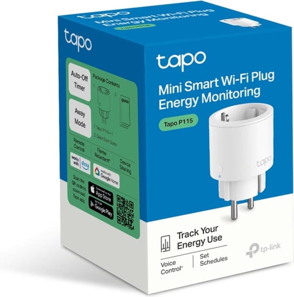 TP-Link Tapo P115 - Mini Slim Plug - Smart Plug - Wifi-uttag - Energiövervakning - 4 st