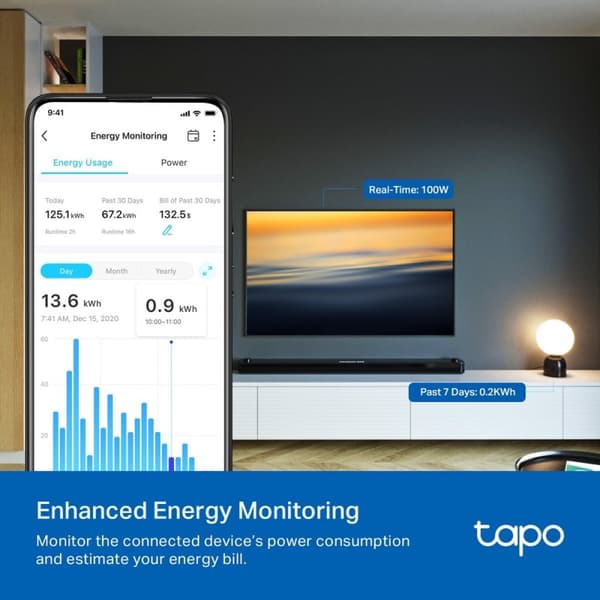TP-Link Tapo P115 - Mini Slim Plug - Smart Plug - Wifi-uttag - Energiövervakning - 4 st