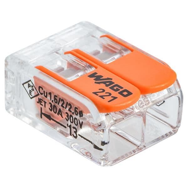 WAGO S221 anslutningsterminal - Paket med 3 - Vit - 0,5 till 6 mm² - 16A