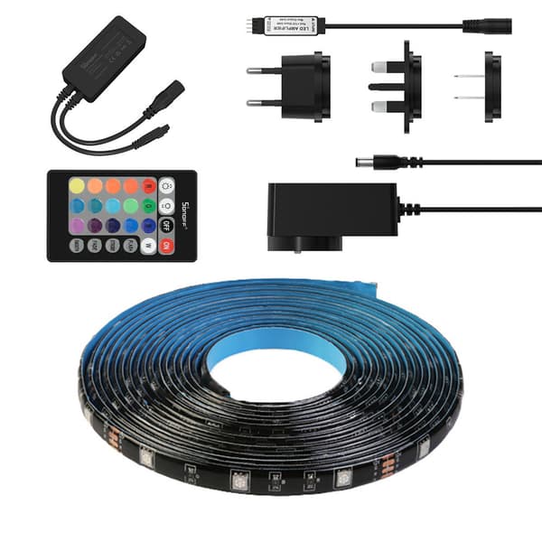 Smart vattentät RGB LED-remsa, fjärrkontroll, WiFi strömförsörjning, 5m