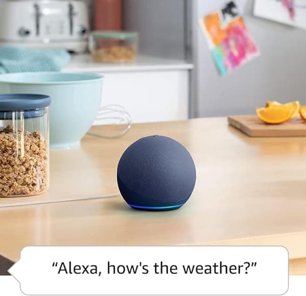 Echo Dot (5. generation) | Stor Levende lyd Wi-Fi og Bluetooth Smart Højttaler med Alexa, Dyb havblå