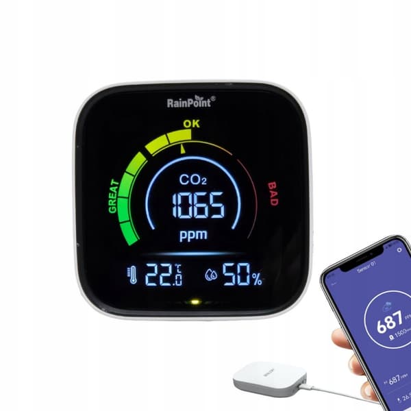 Kuldioxidsensor CO2-detektor fugt- og temperaturmonitor